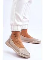 Kožené dámské prolamované baleríny Béžová Lucy