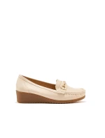 Designové  mokasíny hnědé dámské na klínku