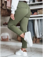 Dámské kalhoty slim fit s páskem LINESKA khaki FashionStreet UY2575