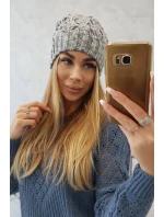 Fleecová čepice Roksana K209 šedá+fialová Fleecová čepice Roksana K209 šedá+fialová