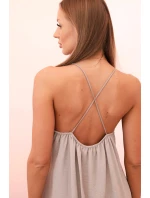 Dlouhé šaty bez ramínek fango