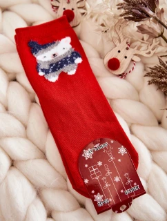 Mládež Hladké Ponožky S Medvídkem červene