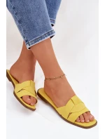 Dámské ploché sandály s pásky Eko Zamszové Žluté Florane