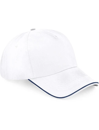 Beechfield B 25C 5 panelová kšiltovka "Authentic Piped Peak" 53.025C white/french navy