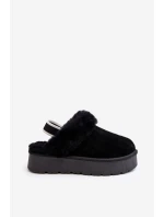 Kožené Semišové Pantofle Dámské Na Platformě S Kožešinou Černé Sophienne