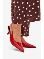 Lakované Lodičky Na Jehlovém Podpatku S Otevřenou Patou Červené Talira