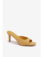 Dámské pantofle na tenkém podpatku Žluté Revina