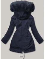Ciepła kurtka zimowa damska granat/ecru/granat (w629big)