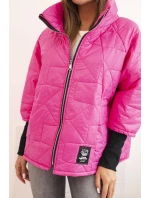 Dámská prošívaná bunda s krátkým střihem a stojáčkem růžová