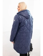Dámská bunda Plus Size zimní prošívaná s kapucí modrá