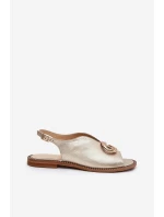 Kožené Sandály Na Plochém Podpatku S Ozdobou Laura Messi 2865 Zlaté