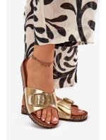 Dámské pantofle na korkové platformě se sponou zlaté Vianara