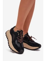 Kožené Sneakersy Na Platformě Dámské Big Star SS274628 HI-POLY SYSTEM Černé