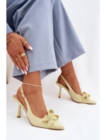 Dámské sandály na podpatku s mašlí Žluté Jonera