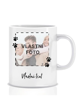 Personalizovaný klasický bílý keramický hrníček 300 ml s fotkou mazlíčka a textem