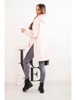 Zateplená mikina s rozparky na bocích pudrově růžová