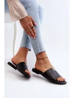 Dámské sandály z ekokože na ploché podrážce, černé Maliha
