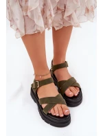 Dámské sandály na platformě z eko kůže tmavě zelené Gevinniser