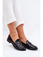 Lakované Dámské Mokasíny S Ozdobnou Přezkou Černé Mollan