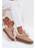 Dámské tenisky na platformě s vyteplením s kožešinou béžové Solvia