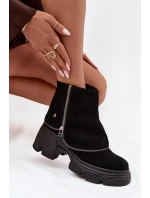 Kožené dámské kotníkové boty s obráceným lemem Maciejka 07145-01 Černé