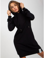 Základní mikinové šaty s kapucí v černé barvě