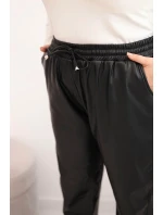 Dámské kalhoty Plus Size zateplené z ekokůže s vysokým pasem černé Dámské kalhoty Plus Size zateplené z ekokůže s vysokým pasem černé