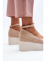 Dámské espadrilky na klínové podrážce světle béžové Malla