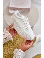 Dámské Tenisky Na Platformě S Dekorativním Šněrováním Bílé Mistra