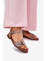 Zazoo 40182 Kožené Dámské Sandály Tmavě Béžové