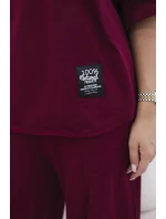 Bavlněný komplet halenka a kalhoty 6727 bordó - Kesi