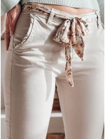 Dámské látkové chinos kalhoty s páskem ROSSALI light beige FashionStreet UY2537
