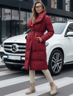 Dámský dlouhý prošívaný kabát FAVI bordó FashionStreet TY4961