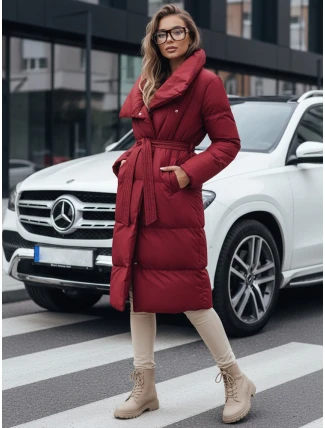 Dámský dlouhý prošívaný kabát FAVI bordó FashionStreet TY4961