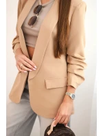 Elegantní sako s klopami camelové