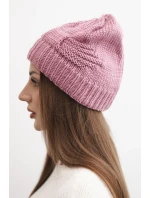 Dámská zimní čepice akrylová s ozdobným pletením K462 světle fialová