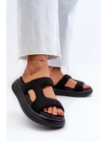 Ozdobené dámské sandály na platformě černé Jestella