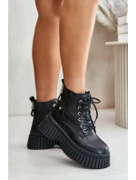 Zateplené kožené botky s masivní podrážkou GOE OO2N4126 černé