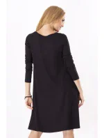Dámské šaty volný střih 3/4 rukáv vhodné i pro těhotné středně dlouhé grafitové - Černá - BeYou Dámské šaty volný střih 3/4 rukáv vhodné i pro těhotné středně dlouhé grafitové - Černá - BeYou