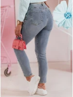 Dámské úzké džínové kalhoty s páskem CRYSTALUX modré FashionStreet UY2427 Dámské úzké džínové kalhoty s páskem CRYSTALUX modré FashionStreet UY2427