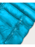 Světle modrá krátká dámská prošívaná vesta (23077-243)
