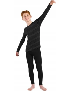 Odlo dětská souprava spodního prádla dlouhá ACTIVE WARM ECO SET velikost 116cm Černá a šedá