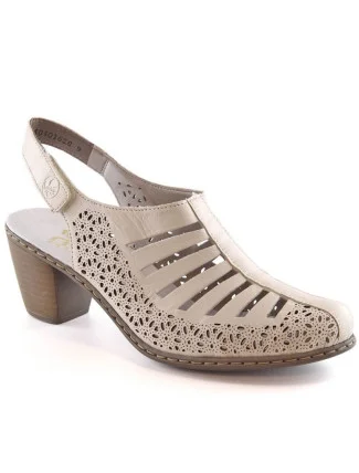 Kožené sandály na podpatku Rieker W RKR49B beige