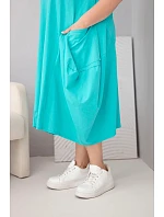 Dámské bavlněné šaty Plus Size s kapsami mátová