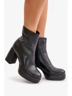 Kotníkové boty na podpatku z přírodní kůže GOE černé Kotníkové boty na podpatku z přírodní kůže GOE černé