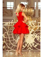 Exkluzivní šaty s krajkovým výstřihem Numoco CHARLOTTE - červené