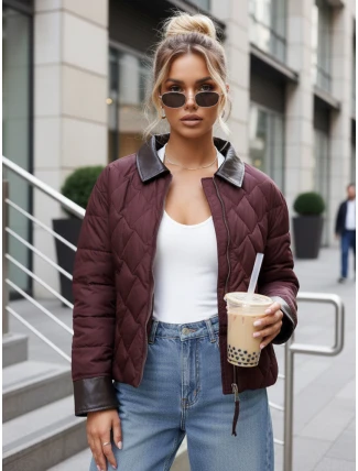 Dámská přechodná prošívaná bunda bordó FashionStreet TY5620