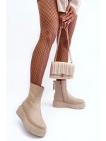 Dámské kožené boty na platformě Bežové Jenefer