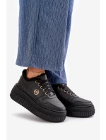 Sneakersy Sportovní Obuv Dámská Zateplená Na Masivní Podešvi Černé Verissha