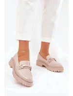 Dámské zdobené mokasíny s cyrkoniemi Patina – béžové